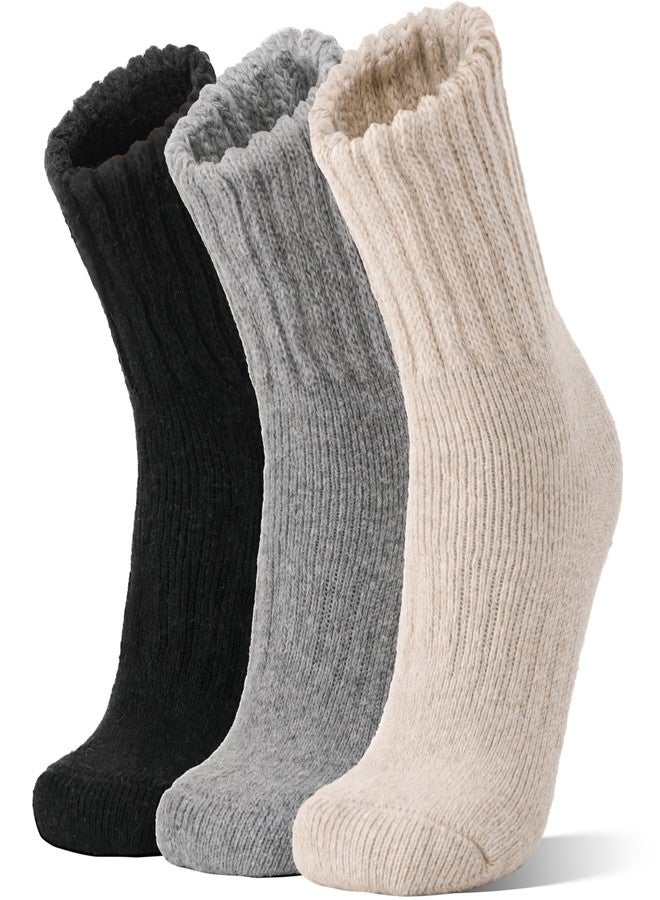 Sandsuced Merino Wool Thermal Boot Socks for Men Women Winter Warm Thick Cozy Hiking Christmas Stocking Stuffers Socks 3 Pairs(Black/Grey/Beige,M) - Image 1